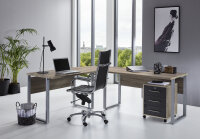 BMG Möbel Büromöbel-Set, Office Edition Set 0, Winkelschreibtisch inklusive Rollcontainer abschließbar in verschiedenen Farben