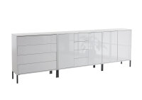 BMG Möbel Sideboard, Kombikommode mit Metallfüßen »Mailand Set 11«, grifflos, Korpus weiß matt und weiß lackierte Hochglanzfronten