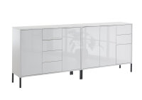 BMG Möbel Sideboard, Kombikommode mit Metallfüßen »Mailand Set 13«, Korpus weiß matt und weiß lackierte Hochglanzfronten