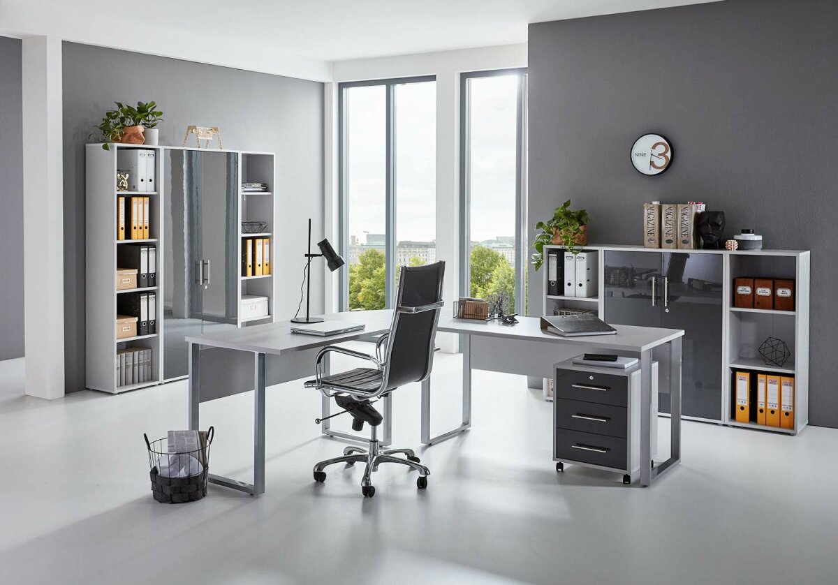 BMG Möbel Büromöbel-Set, Office Edition Set 5, grau/ anthrazit hochgl,  949,00 €