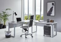 BMG Möbel Büromöbel-Set, Office Edition Set 5, grau/ anthrazit hochglanz